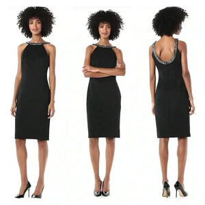 White Calvin Klein Halter Embellished Dress Size 4